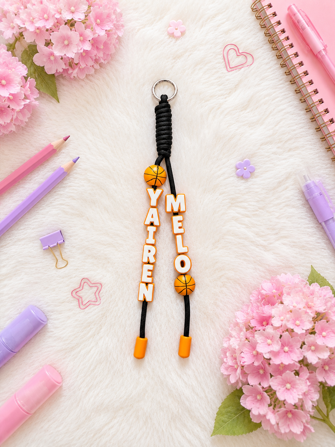Personalized Paracord Name Keychain – Custom 3D Backpack & Bag Charm for Kids