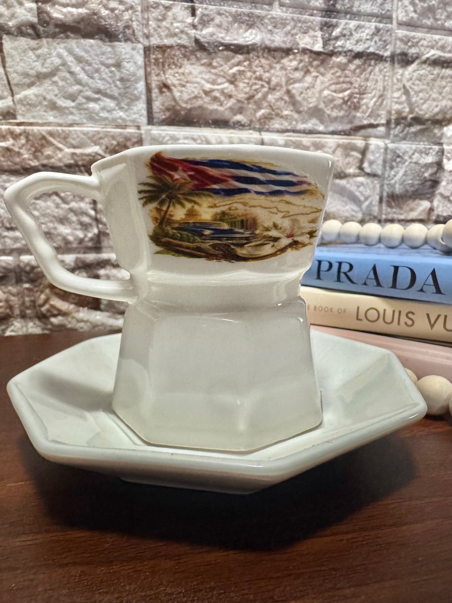 5 oz Greca Style Espresso Cup & Saucer Set | Dominican Republic, Puerto Rico & Cuba