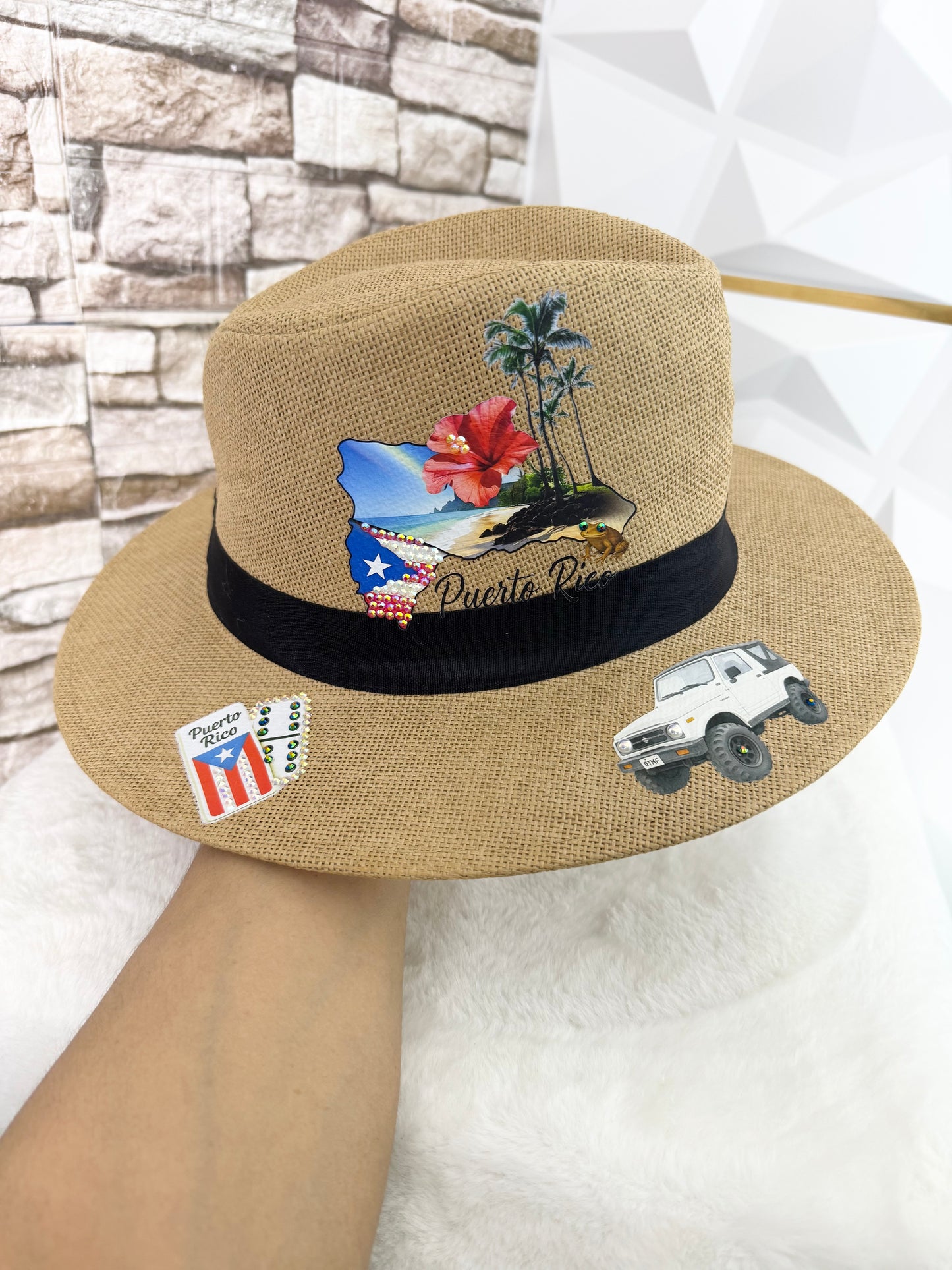 Sombrero Artesanal Caribeño con Diseños Culturales – República Dominicana, Puerto Rico & Evil Eye