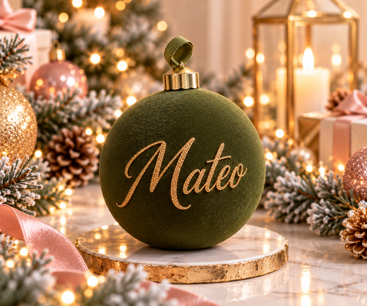 Personalized Velvet Christmas Ornaments | Custom Name