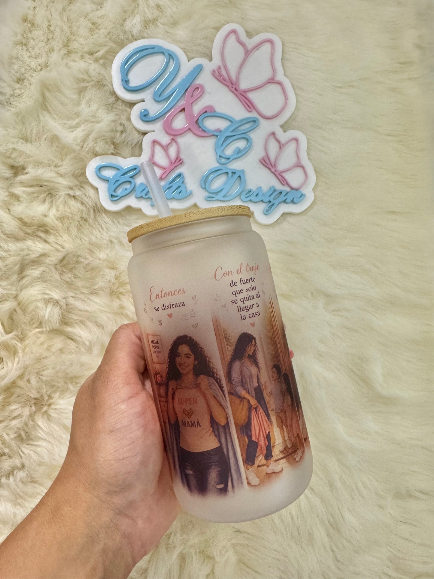 Mom Glass Cup 16oz | La Niña Que Fui – Edición Mamá | Vaso de Cristal Día de las Madres