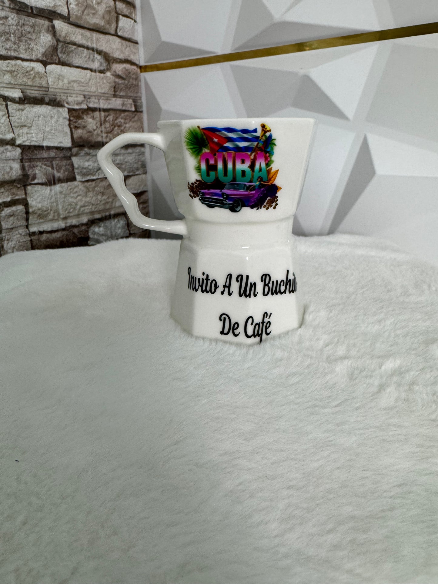 Taza estilo greca caribeña – diseño República Dominicana, Puerto Rico y Cuba