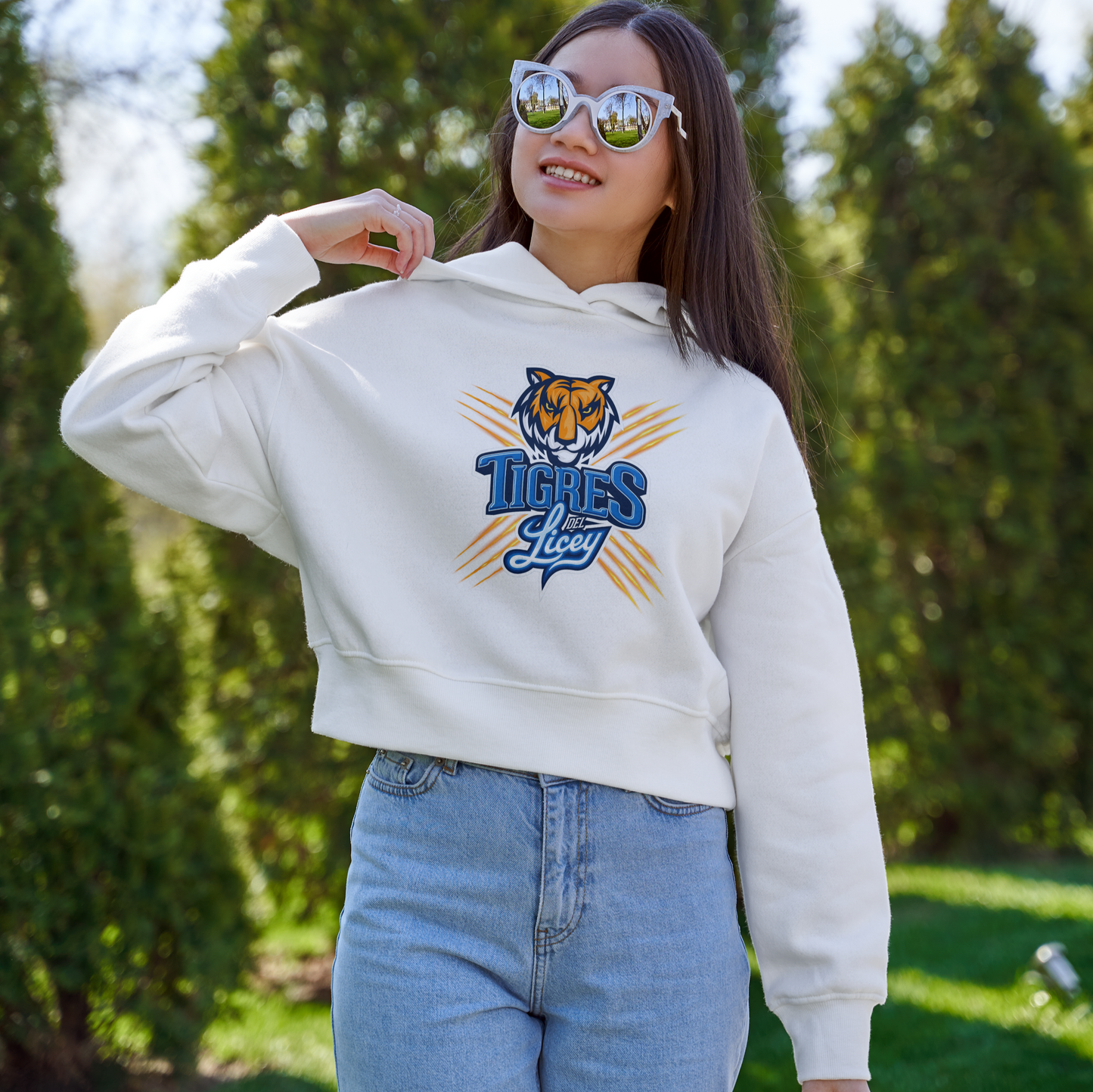 Cropped Hoodie Oficial para Mujer - Tigres del Licey