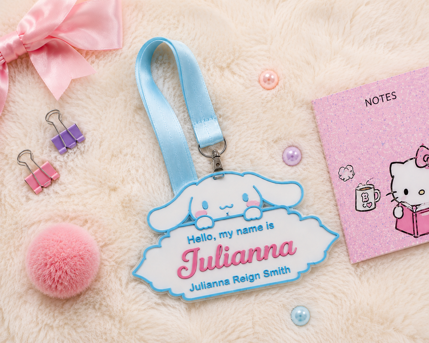 Personalized 3D Name Badge Lanyard for Kids – Kawaii Back to School Accessory