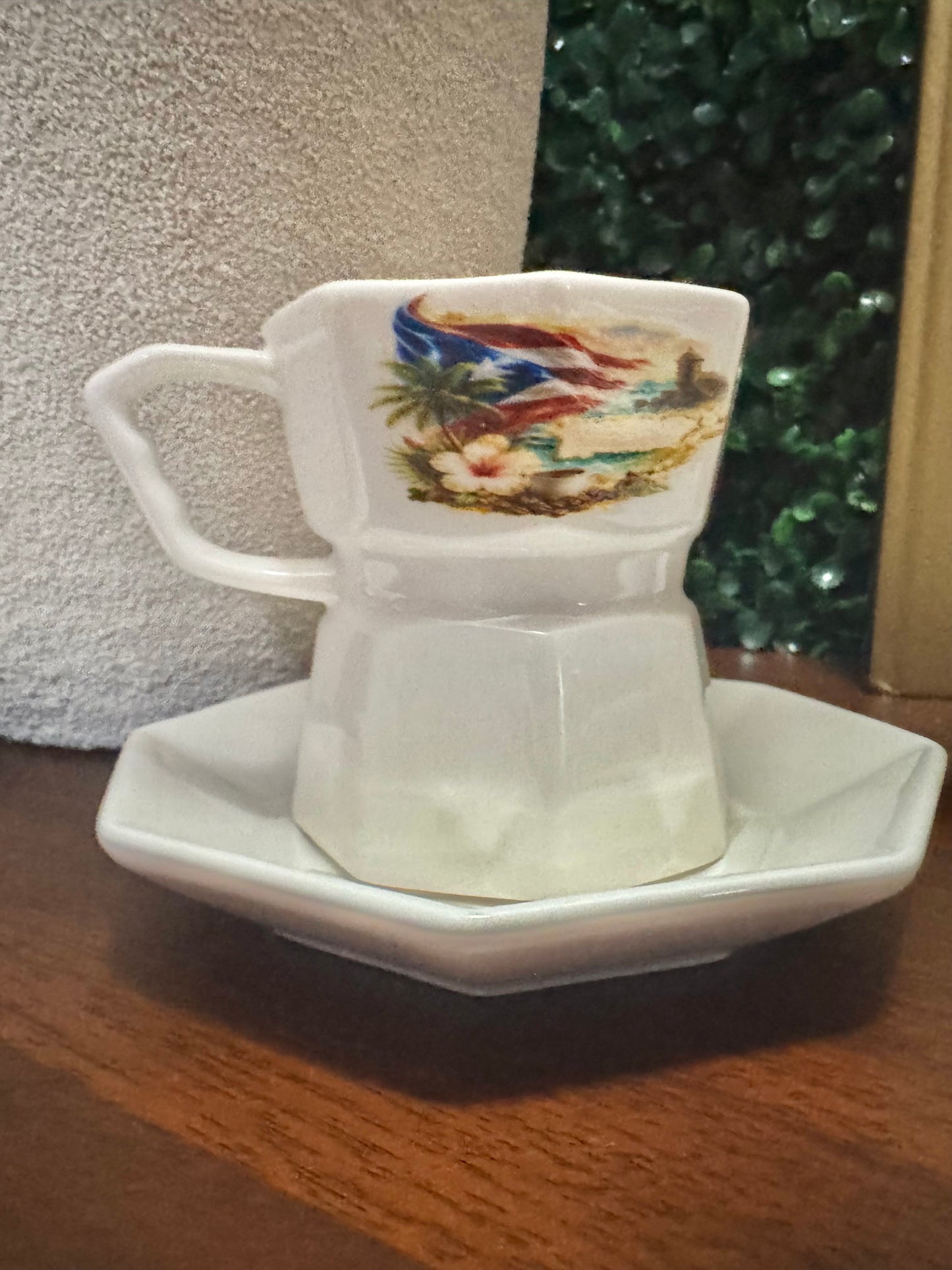 5 oz Greca Style Espresso Cup & Saucer Set | Dominican Republic, Puerto Rico & Cuba