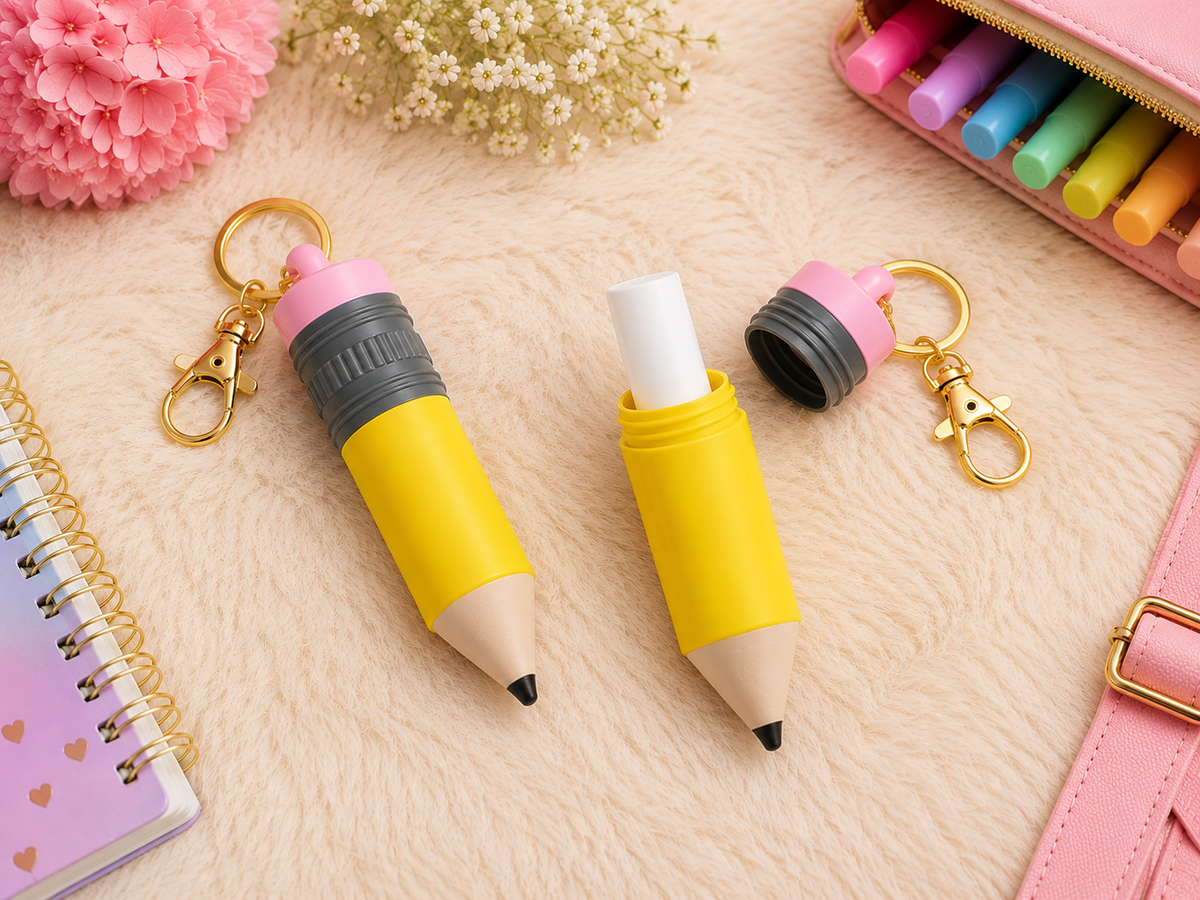 Pencil Lip Balm Holder Keychain | 3D Printed ChapStick Case