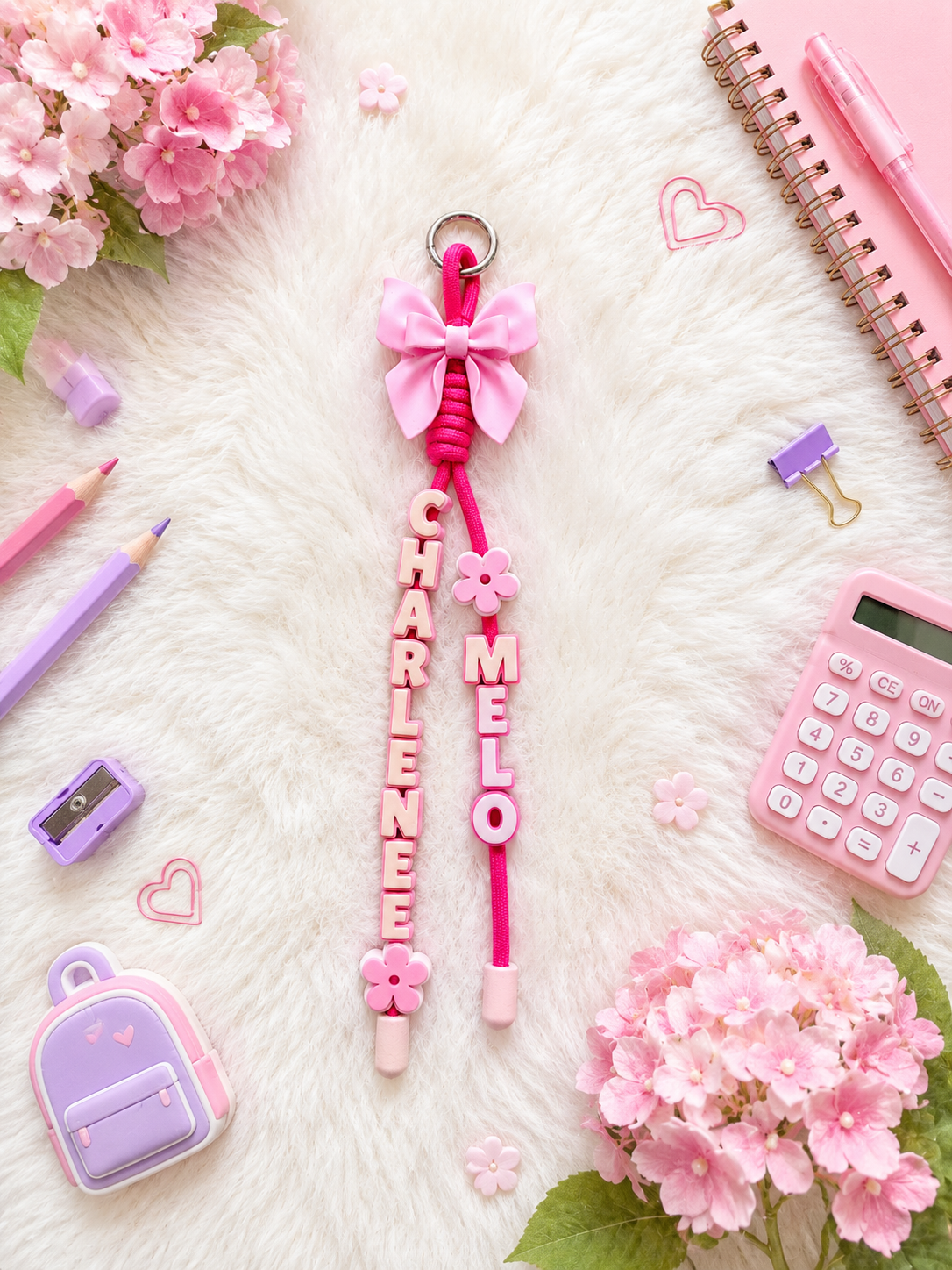 Personalized Paracord Name Keychain – Custom 3D Backpack & Bag Charm for Kids