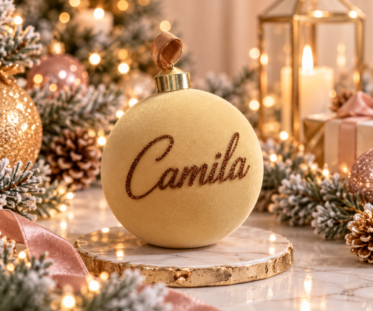 Personalized Velvet Christmas Ornaments | Custom Name