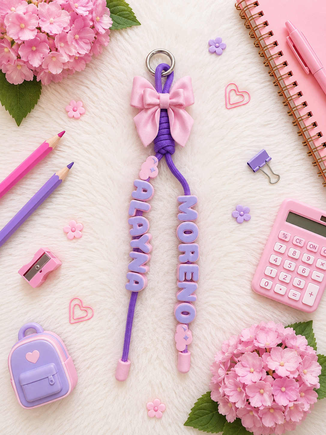 Personalized Paracord Name Keychain – Custom 3D Backpack & Bag Charm for Kids