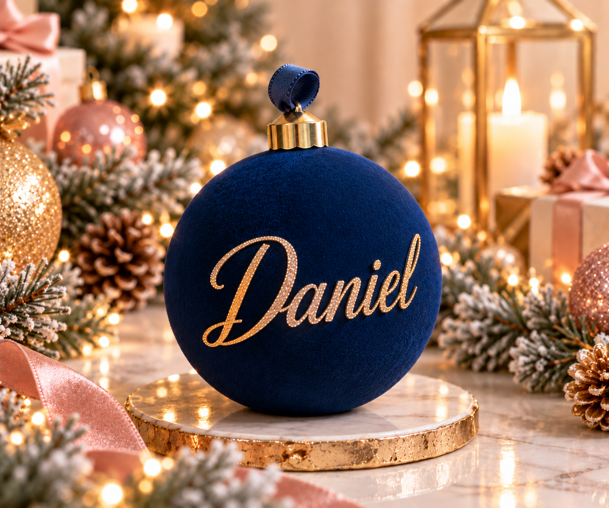 Personalized Velvet Christmas Ornaments | Custom Name