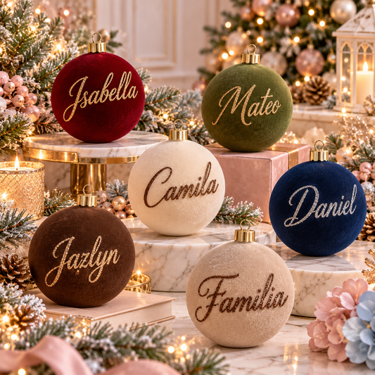 Personalized Velvet Christmas Ornaments | Custom Name