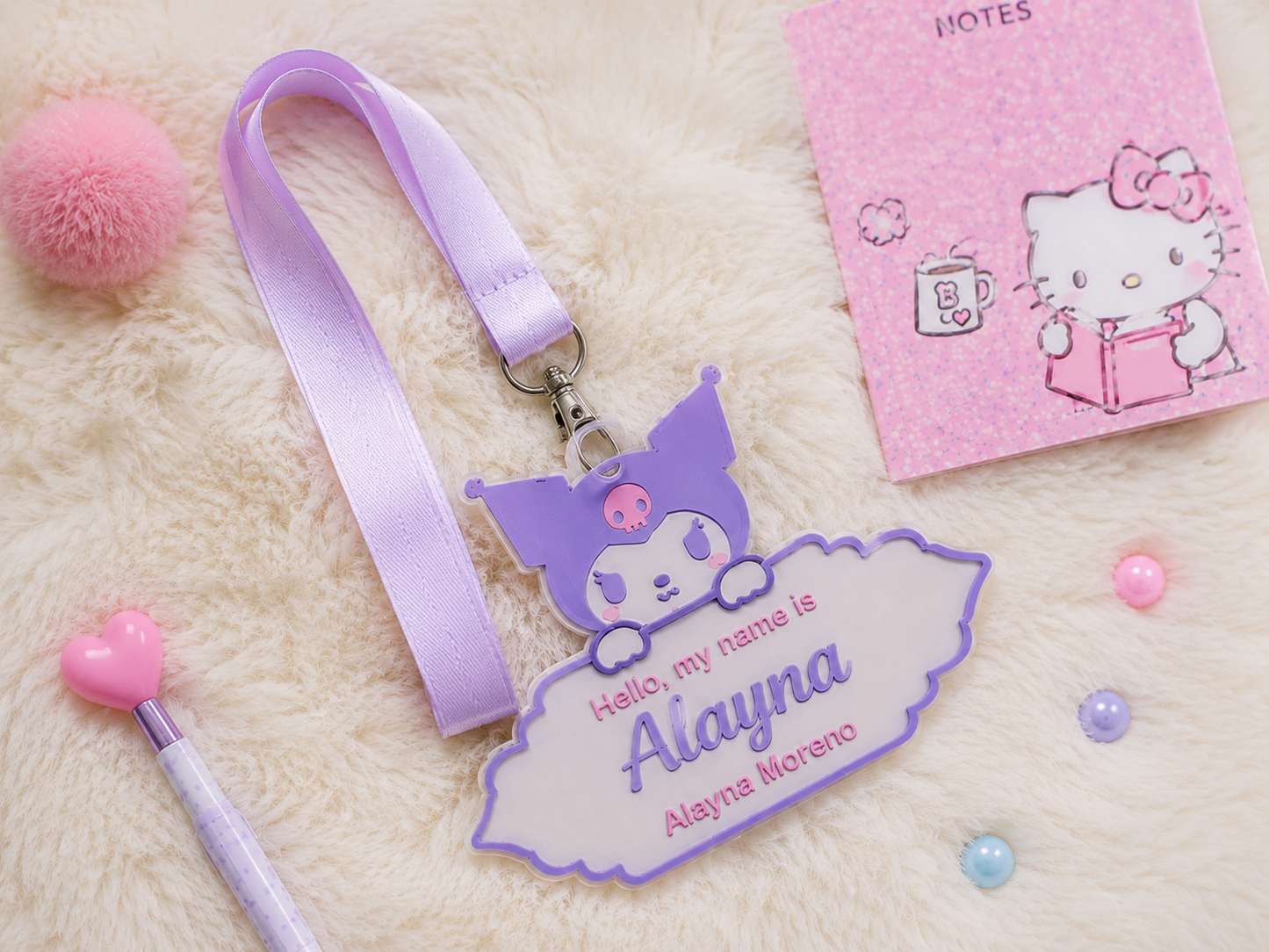 Personalized 3D Name Badge Lanyard for Kids – Kawaii Back to School Accessory