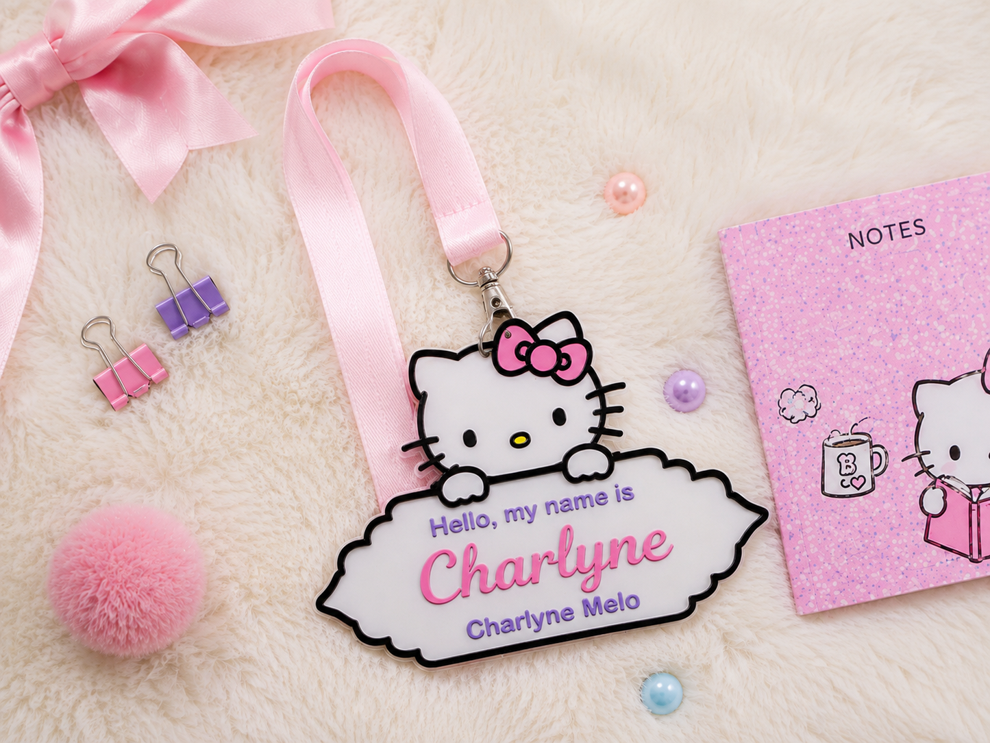 Personalized 3D Name Badge Lanyard for Kids – Kawaii Back to School Accessory