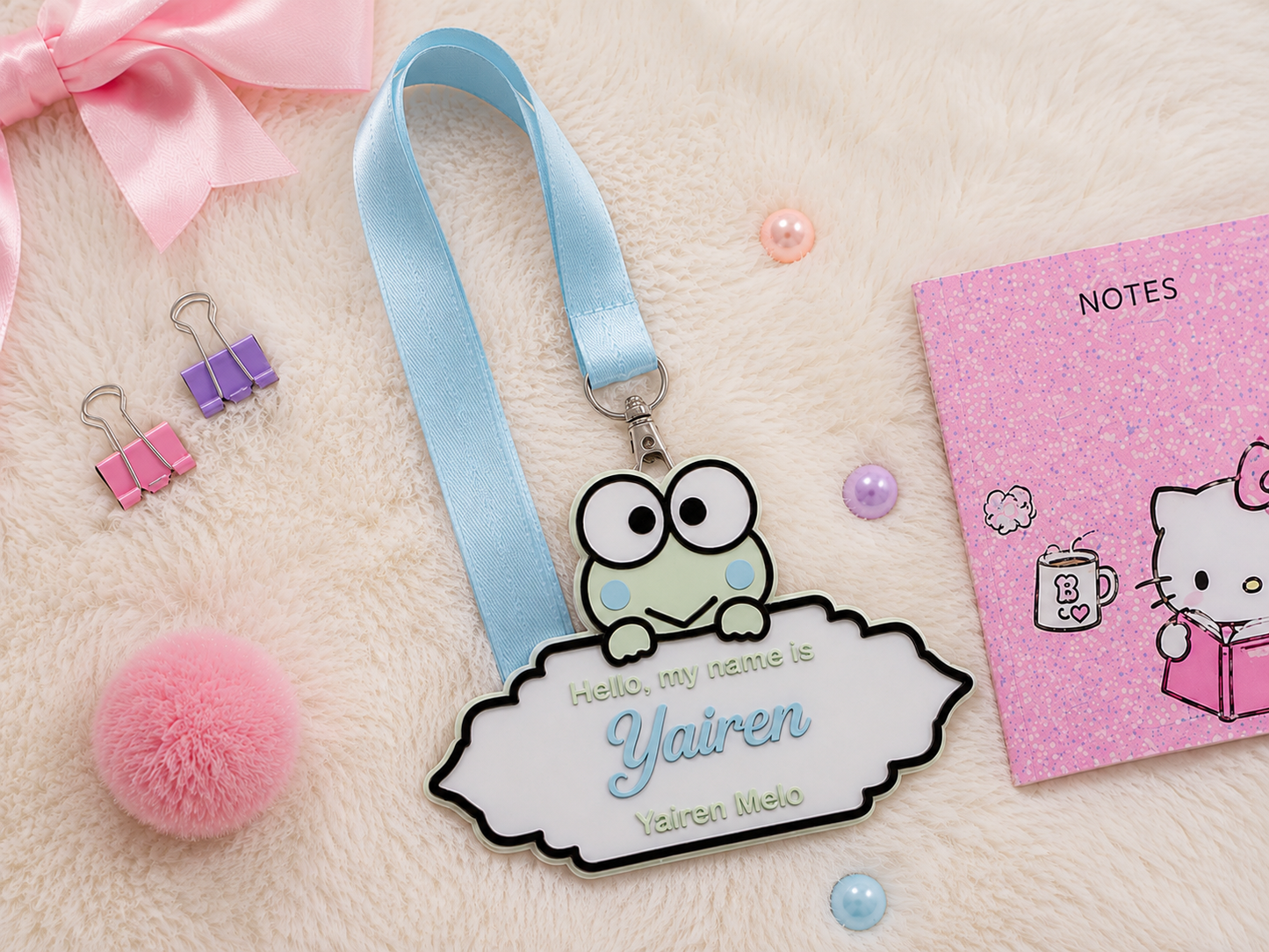 Personalized 3D Name Badge Lanyard for Kids – Kawaii Back to School Accessory