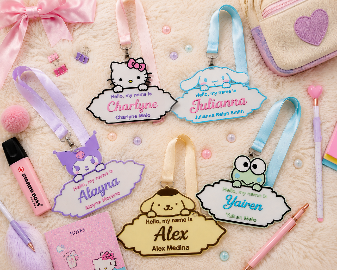 Personalized 3D Name Badge Lanyard for Kids – Kawaii Back to School Accessory