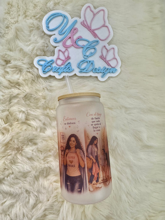 Mom Glass Cup 16oz | La Niña Que Fui – Edición Mamá | Vaso de Cristal Día de las Madres