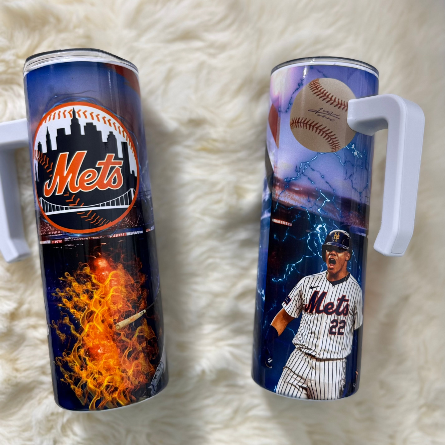 Exclusive Juan Soto Tumbler – New York Mets with Handle (Special Signed Edition)