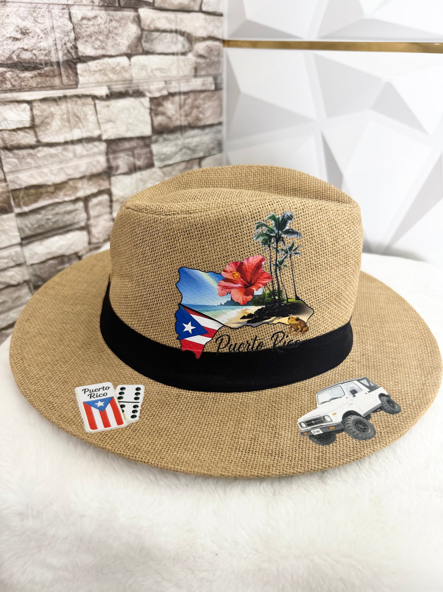Sombrero Artesanal Caribeño con Diseños Culturales – República Dominicana, Puerto Rico & Evil Eye