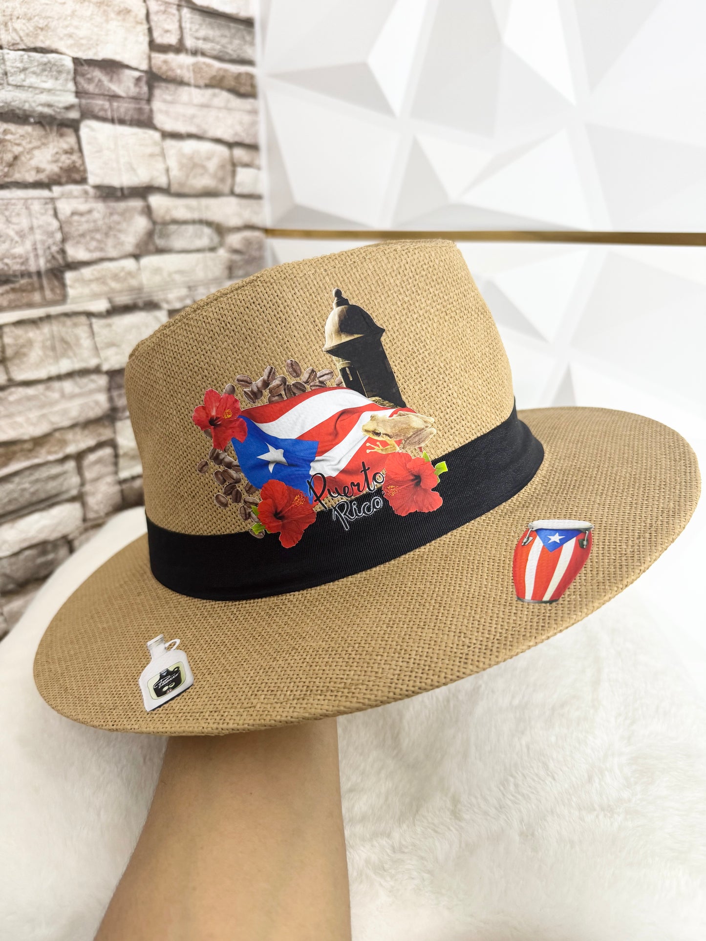 Sombrero Artesanal Caribeño con Diseños Culturales – República Dominicana, Puerto Rico & Evil Eye