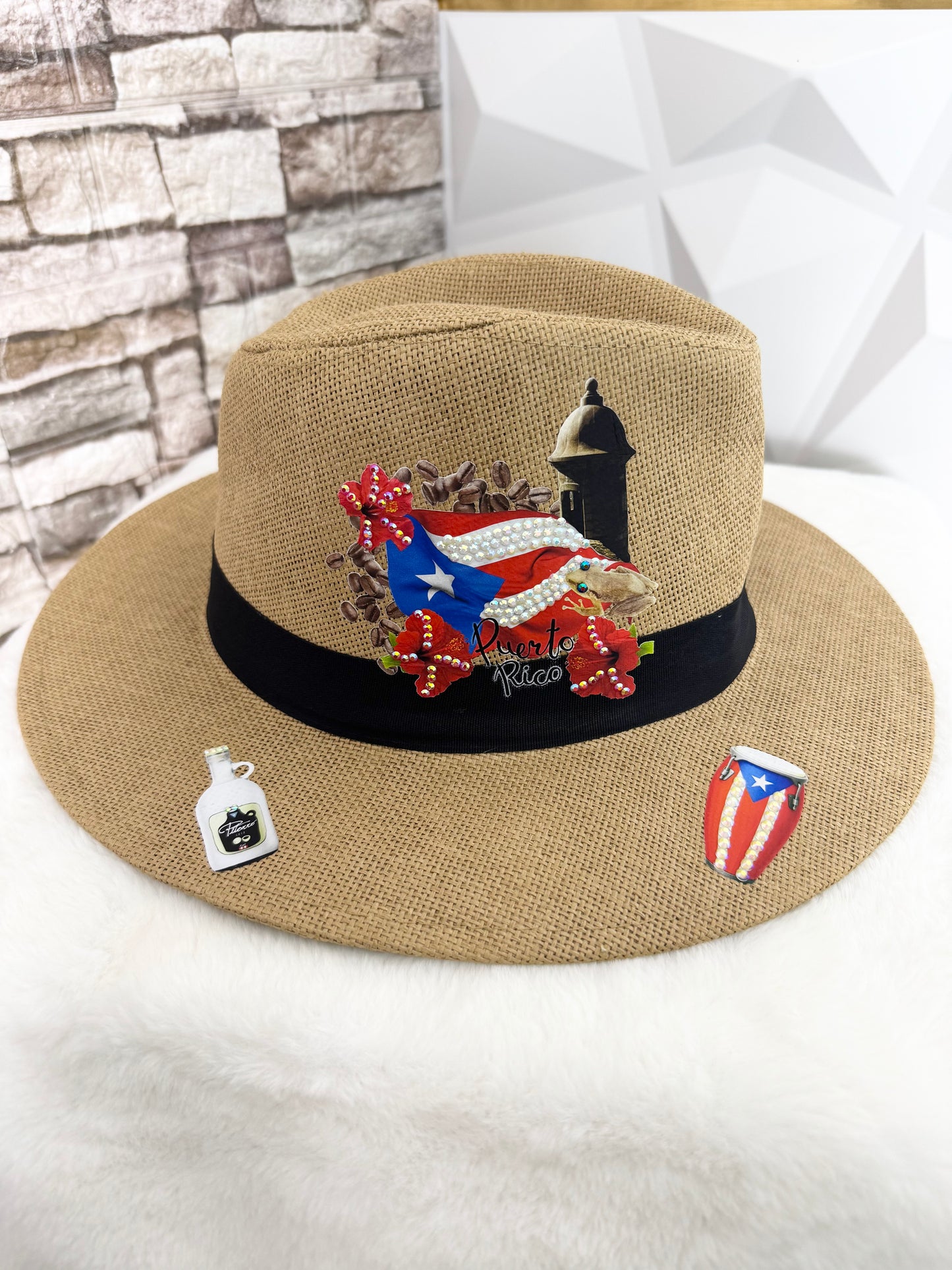 Sombrero Artesanal Caribeño con Diseños Culturales – República Dominicana, Puerto Rico & Evil Eye