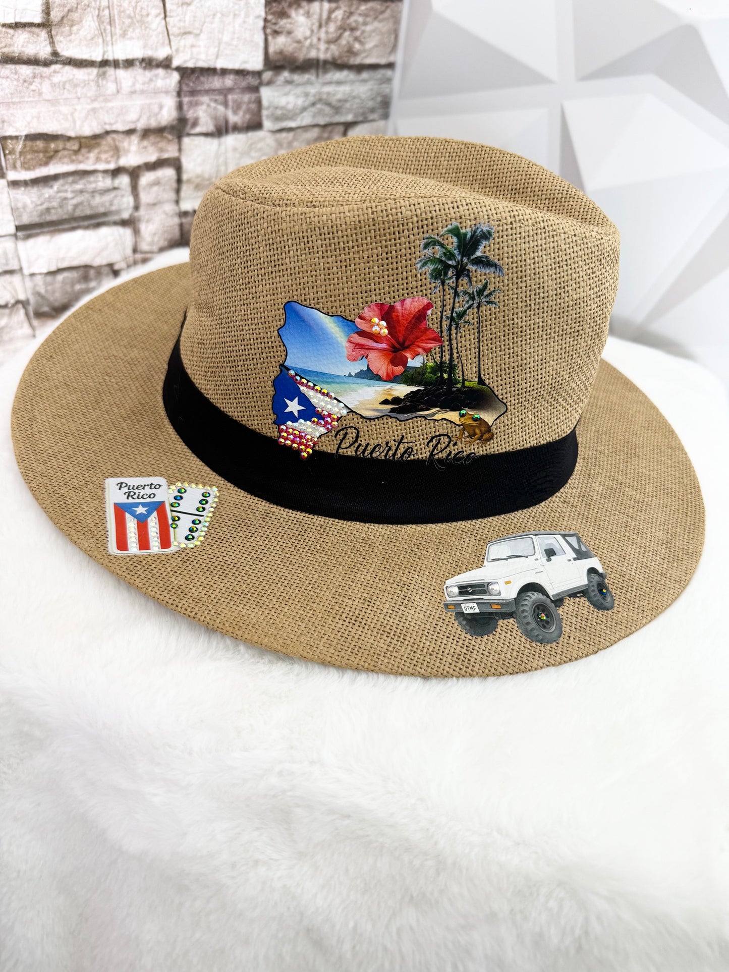 Sombrero Artesanal Caribeño con Diseños Culturales – República Dominicana, Puerto Rico & Evil Eye