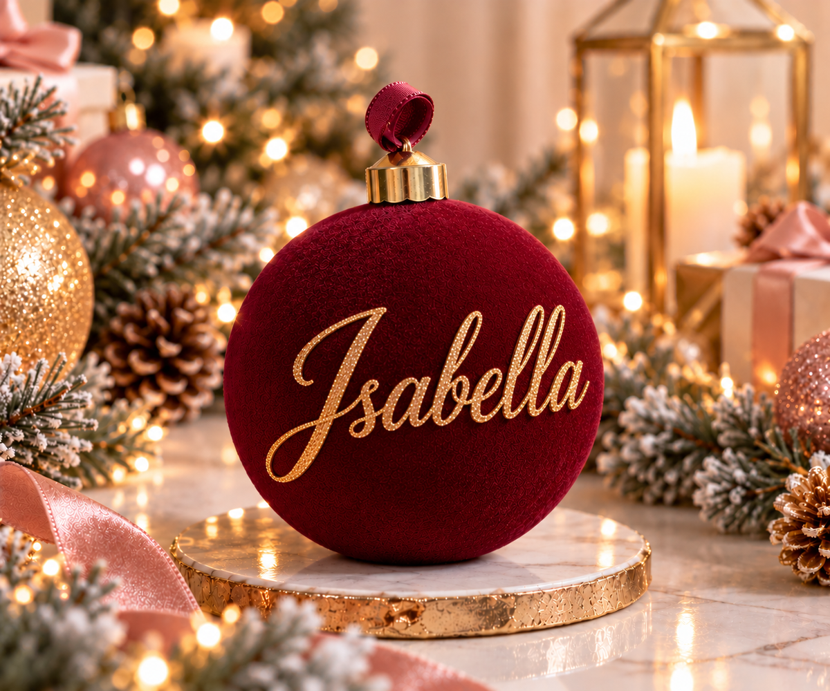 Personalized Velvet Christmas Ornaments | Custom Name