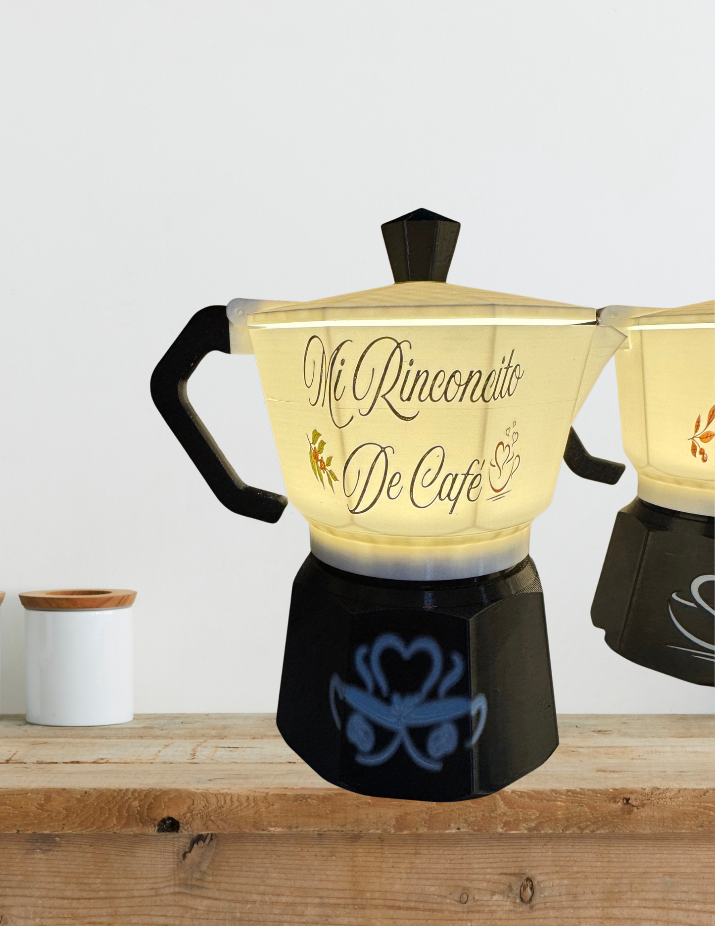 Lámpara greca “Ilumina Tu Vida con Café”, decoración única para coffee lovers