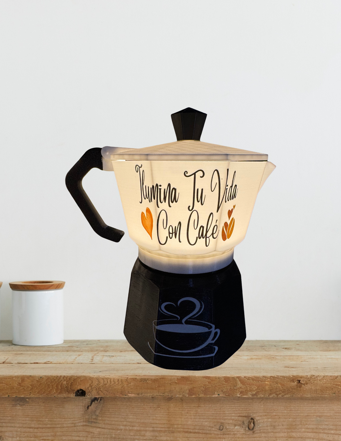 Lámpara greca “El Café, Mi Luz de Cada Día”, diseño artesanal para amantes del café