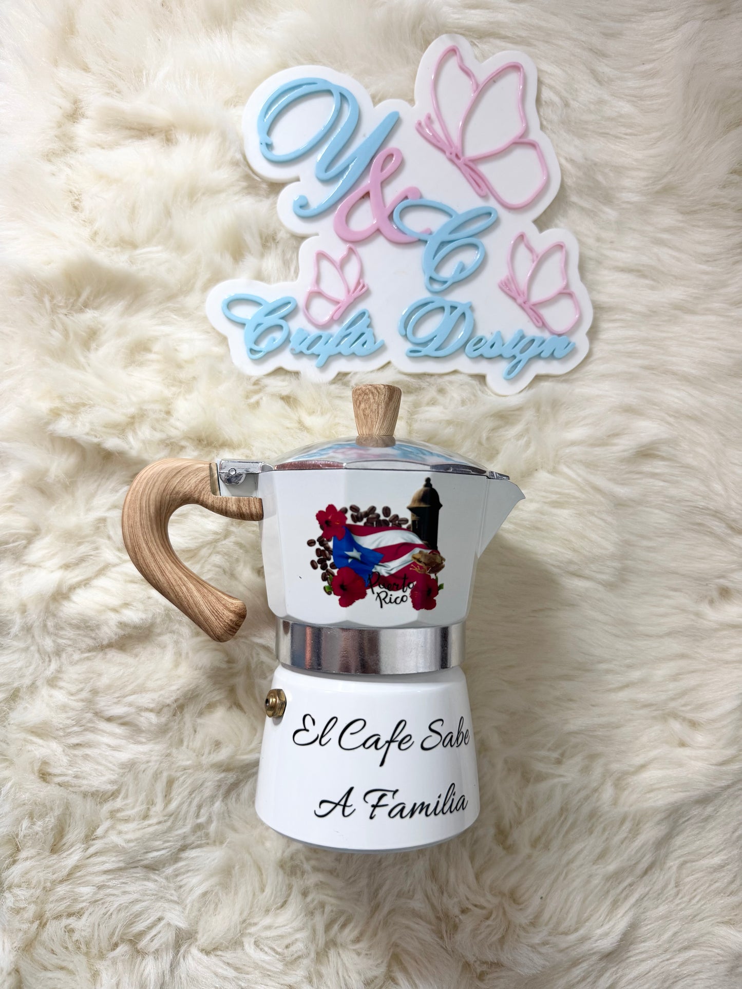 Greca caribeña de 3 tazas con diseño inspirado en República Dominicana y Puerto Rico