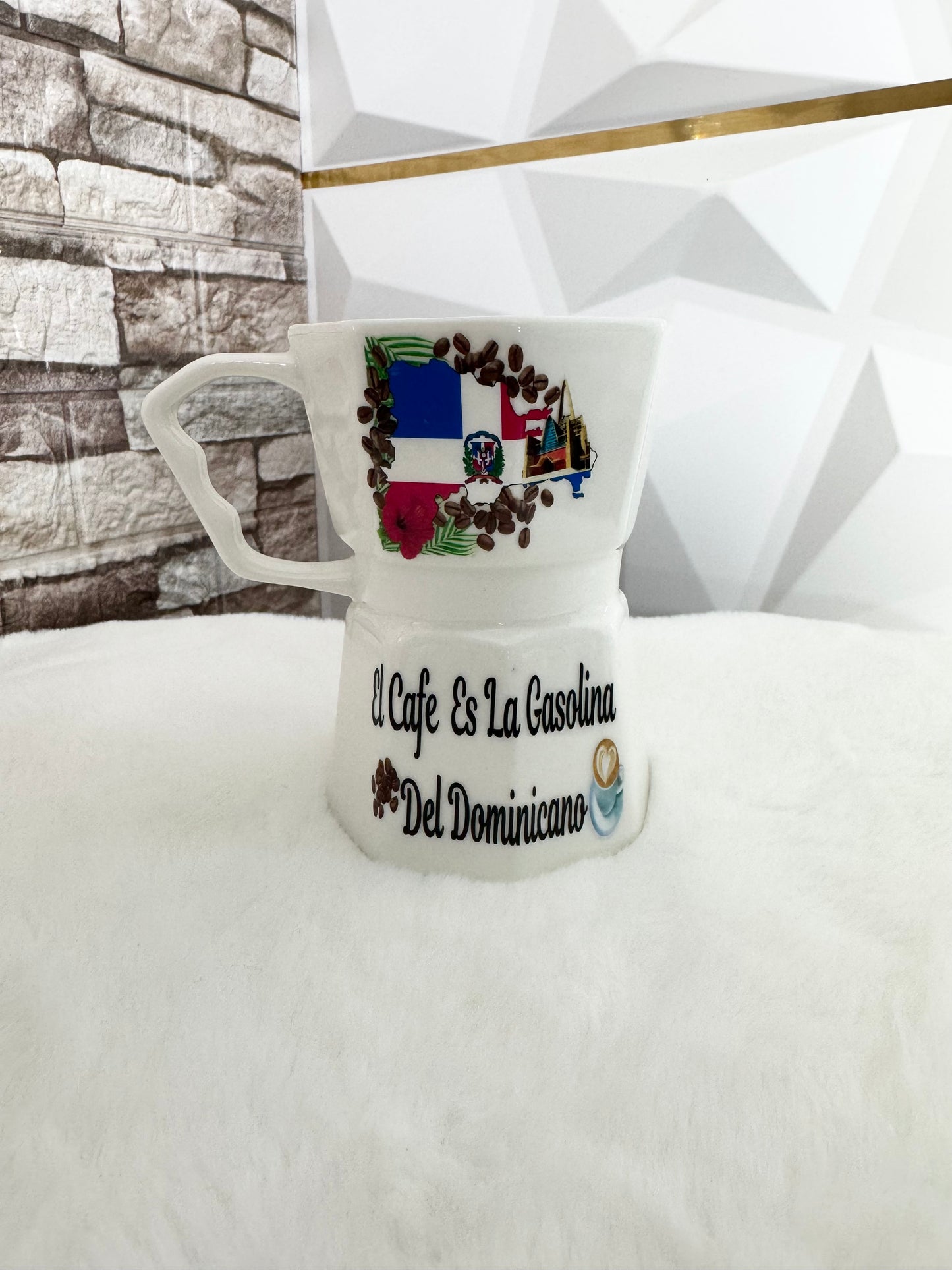 Taza estilo greca caribeña – diseño República Dominicana, Puerto Rico