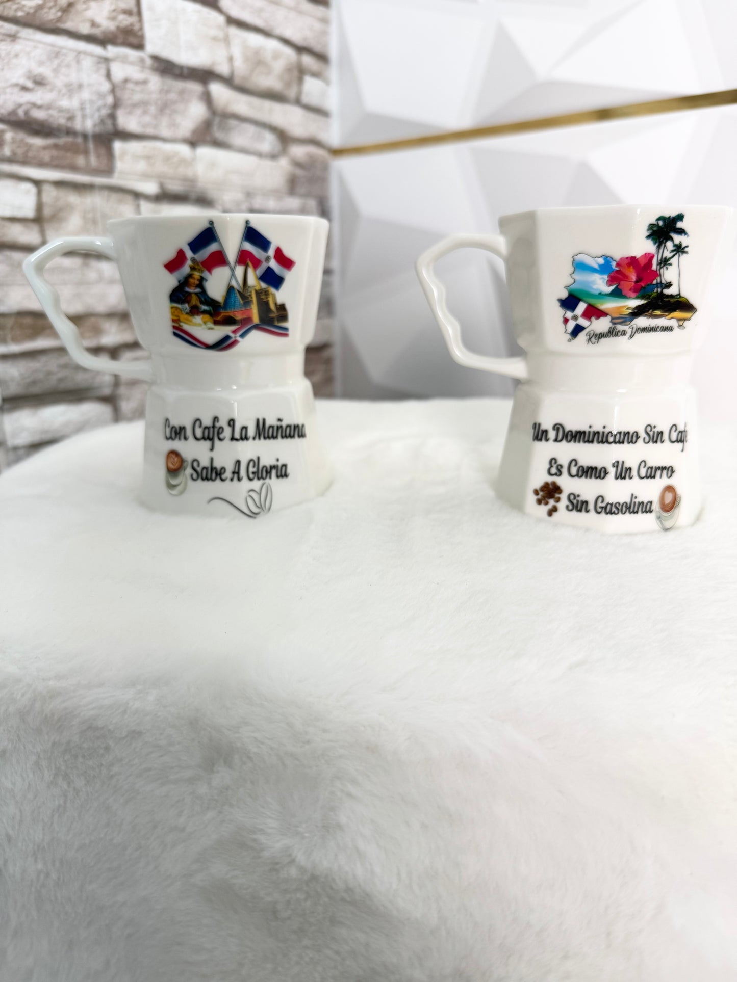 Taza estilo greca caribeña – diseño República Dominicana, Puerto Rico