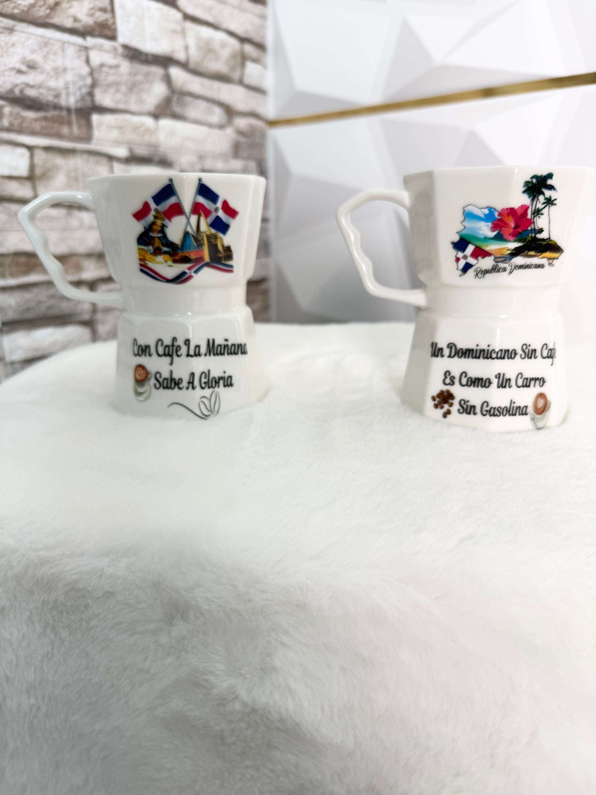 Taza estilo greca caribeña – diseño República Dominicana, Puerto Rico