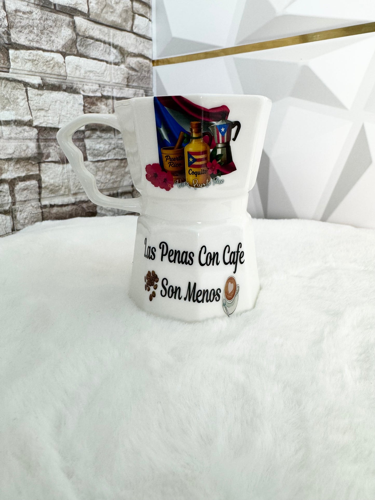 Taza estilo greca caribeña – diseño República Dominicana, Puerto Rico